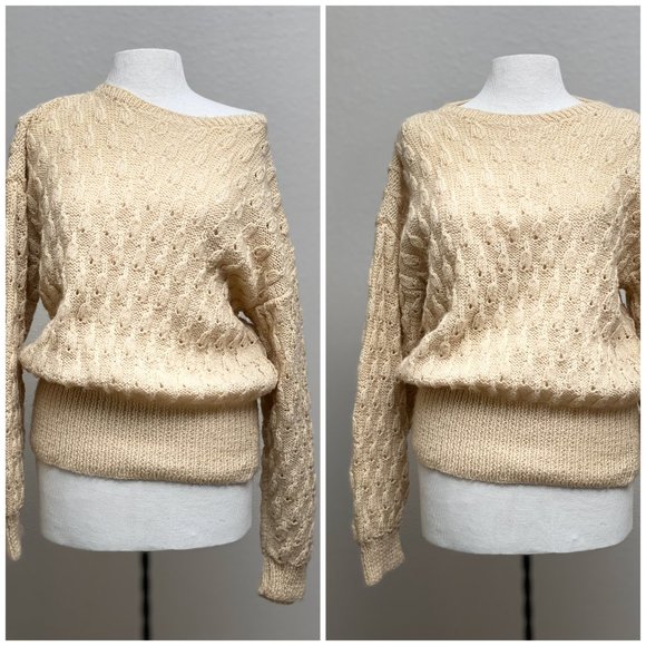 Sweaters - Vintage Handmade Lacy Knit Sweater One Size